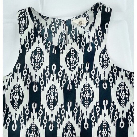 Francesca's Sz M Layered Black Contrast Aztec Print ikat Blouse Tank Top - Picture 3 of 6